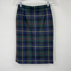 O'Neil of Dublin Plaid Irish Wool Midi Skirt Multicolor Womens Size 8P